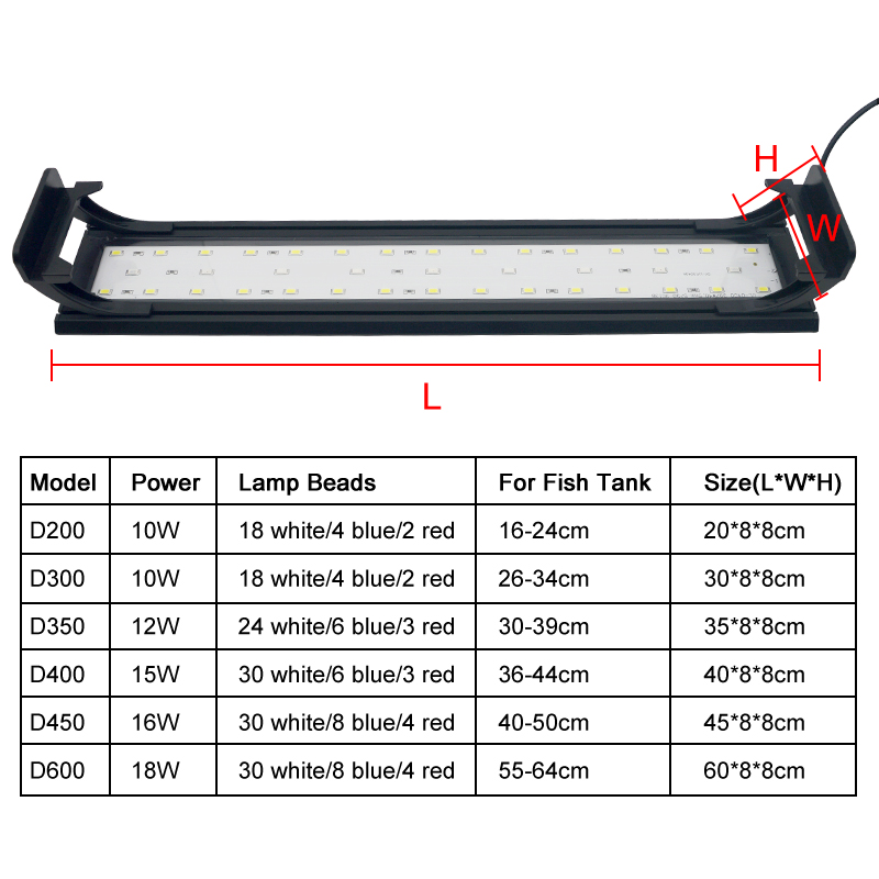 Aquarium LED Light for 16-64CM - Aquarium Plant Growing 评论和价格